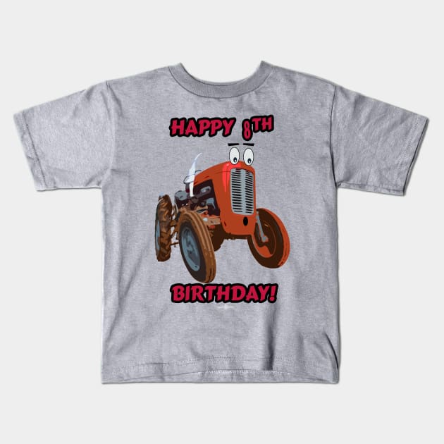 Happy 8th Birthday tractor design Kids T-Shirt by seadogprints